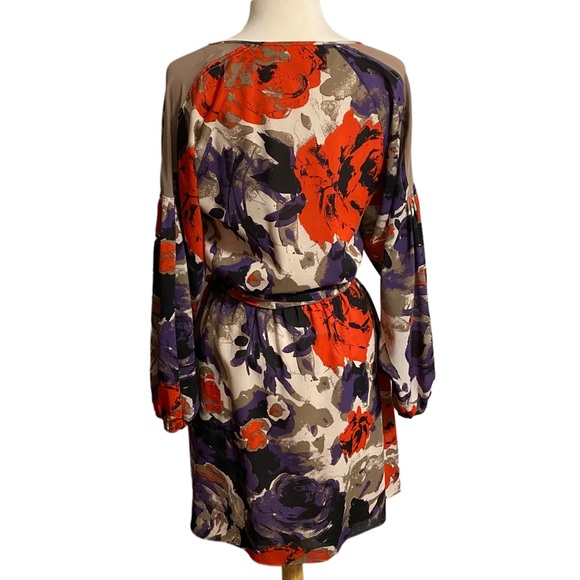 Nine West long sleeve floral tie waist dress - Picture 5 of 6